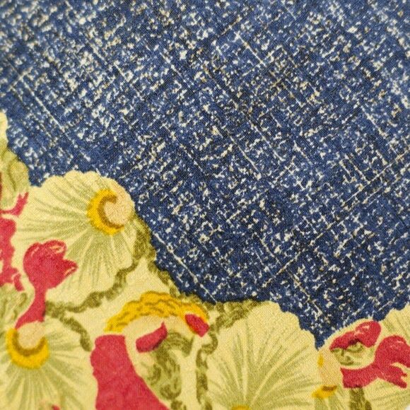 XMI Blue Green Tan Red Abstract Floral Jacquard Textured Print Wide Silk Tie - Picture 2 of 6